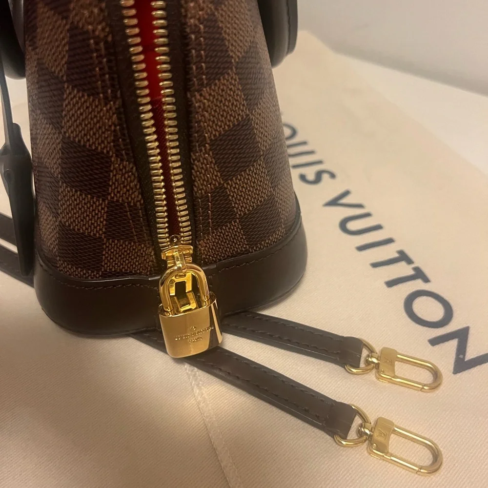 Louis Vuitton Brown Damier Ebene Mini Handbag with Gold Hardware